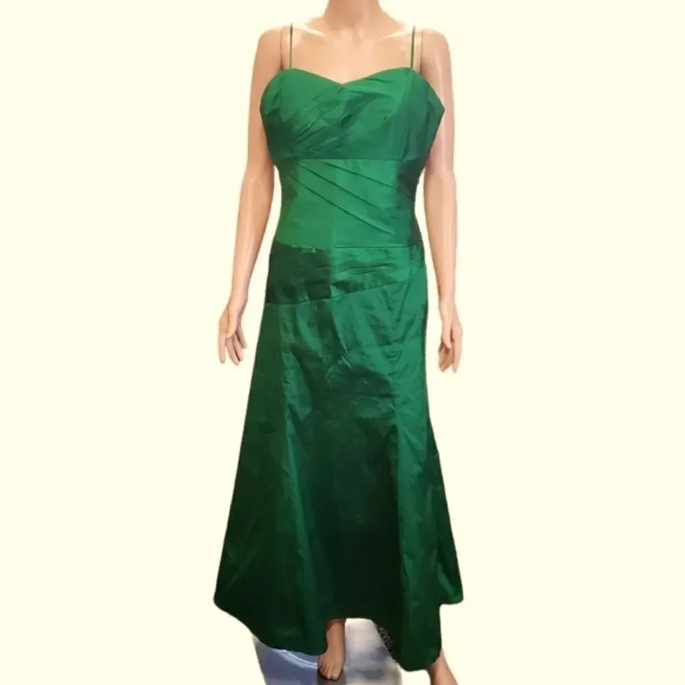 Eva Brazzi Emerald Green Pleated Long Gown Sz 14